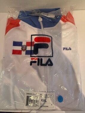 Fila White Jacket with Red & Blue Accents